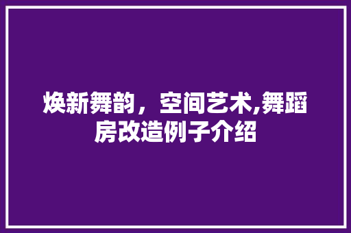 焕新舞韵，空间艺术,舞蹈房改造例子介绍