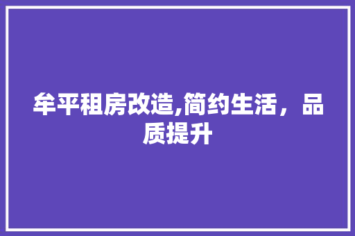 牟平租房改造,简约生活，品质提升