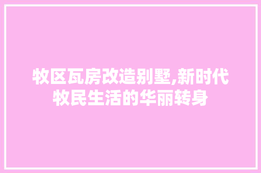 牧区瓦房改造别墅,新时代牧民生活的华丽转身 综合便民