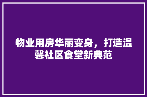 物业用房华丽变身，打造温馨社区食堂新典范