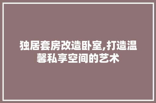 独居套房改造卧室,打造温馨私享空间的艺术