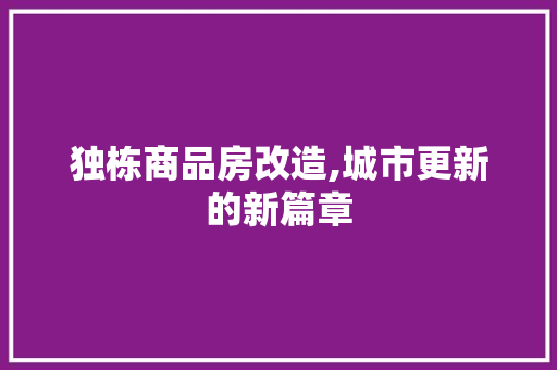 独栋商品房改造,城市更新的新篇章 汽车维修