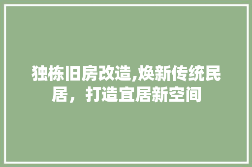 独栋旧房改造,焕新传统民居，打造宜居新空间