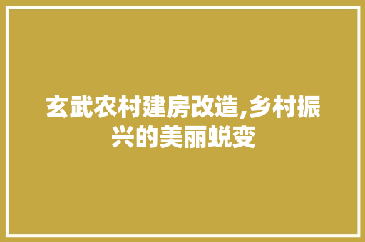 玄武农村建房改造,乡村振兴的美丽蜕变