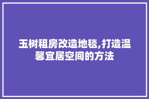 玉树租房改造地毯,打造温馨宜居空间的方法