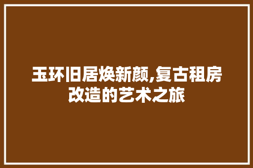 玉环旧居焕新颜,复古租房改造的艺术之旅 墙体维修