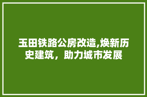 玉田铁路公房改造,焕新历史建筑，助力城市发展 综合便民