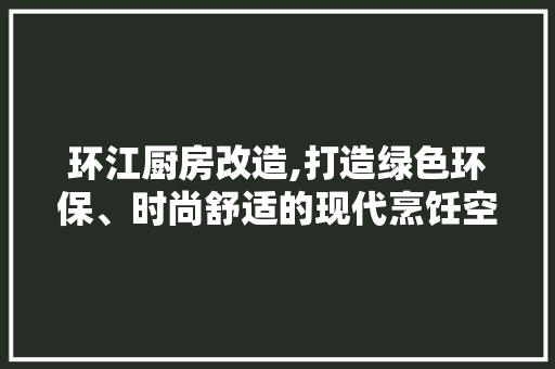 环江厨房改造,打造绿色环保、时尚舒适的现代烹饪空间