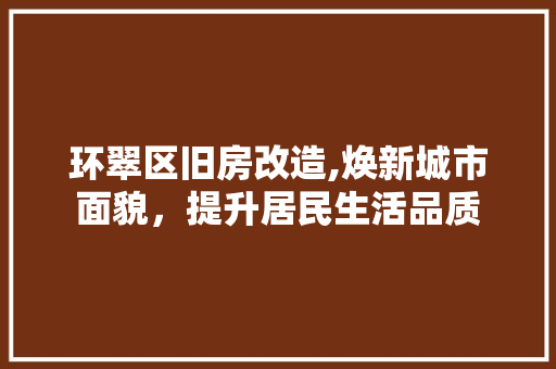 环翠区旧房改造,焕新城市面貌，提升居民生活品质