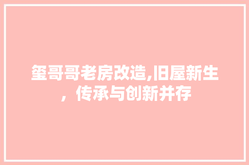 玺哥哥老房改造,旧屋新生，传承与创新并存