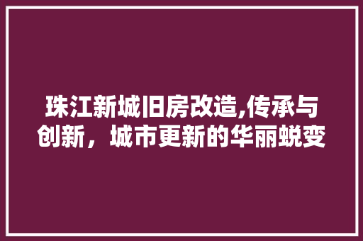 珠江新城旧房改造,传承与创新，城市更新的华丽蜕变