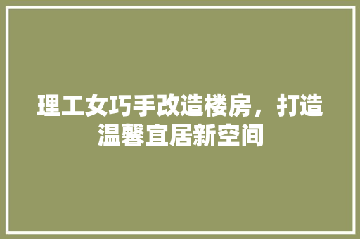理工女巧手改造楼房，打造温馨宜居新空间
