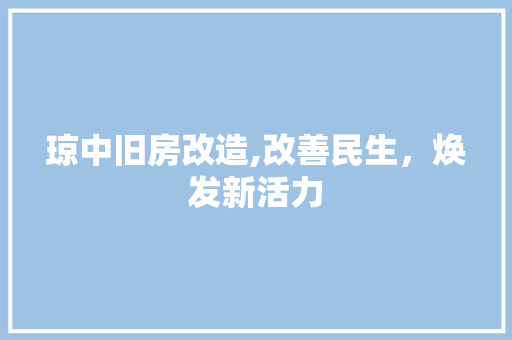 琼中旧房改造,改善民生，焕发新活力