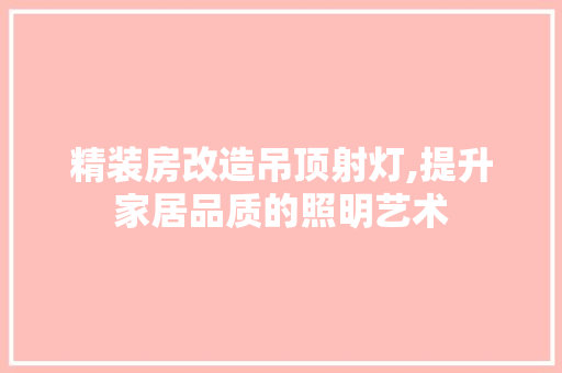 精装房改造吊顶射灯,提升家居品质的照明艺术