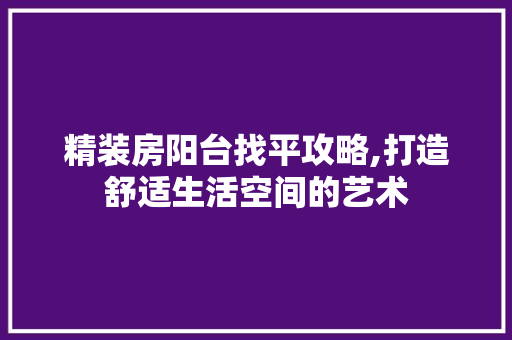 精装房阳台找平攻略,打造舒适生活空间的艺术 汽车维修