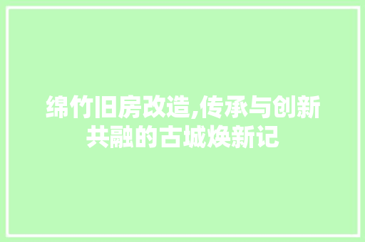 绵竹旧房改造,传承与创新共融的古城焕新记 综合便民