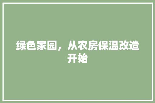 绿色家园，从农房保温改造开始