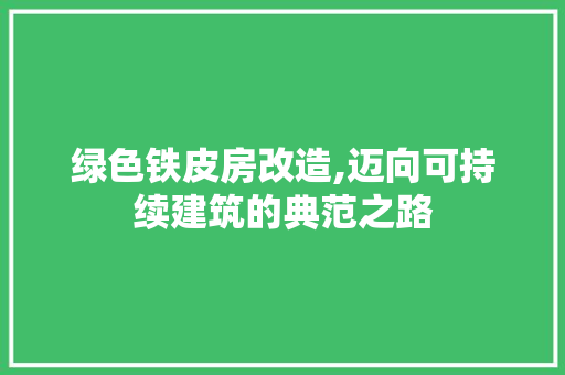 绿色铁皮房改造,迈向可持续建筑的典范之路