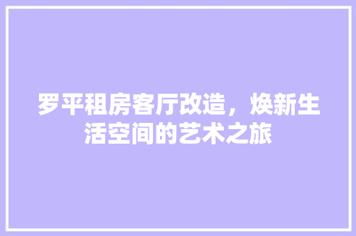 罗平租房客厅改造，焕新生活空间的艺术之旅 汽车维修