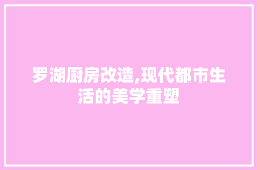 罗湖厨房改造,现代都市生活的美学重塑 综合便民