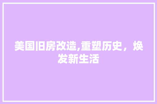 美国旧房改造,重塑历史，焕发新生活