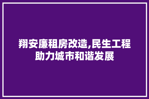 翔安廉租房改造,民生工程助力城市和谐发展
