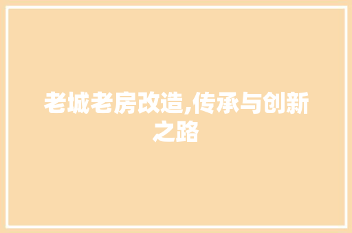 老城老房改造,传承与创新之路