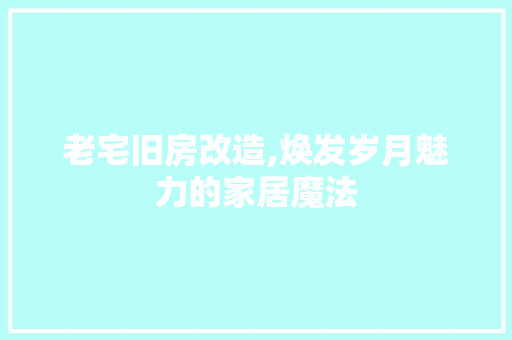 老宅旧房改造,焕发岁月魅力的家居魔法