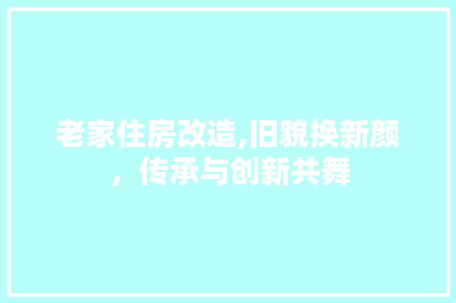 老家住房改造,旧貌换新颜，传承与创新共舞