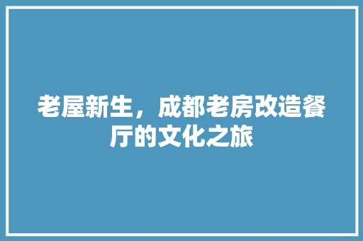 老屋新生，成都老房改造餐厅的文化之旅 厨房维修