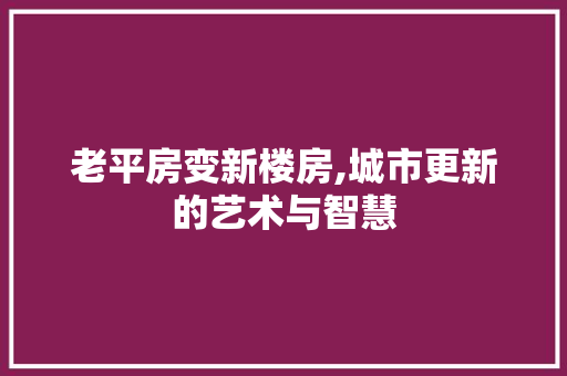 老平房变新楼房,城市更新的艺术与智慧