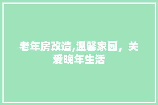 老年房改造,温馨家园，关爱晚年生活