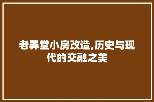 老弄堂小房改造,历史与现代的交融之美