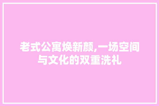 老式公寓焕新颜,一场空间与文化的双重洗礼