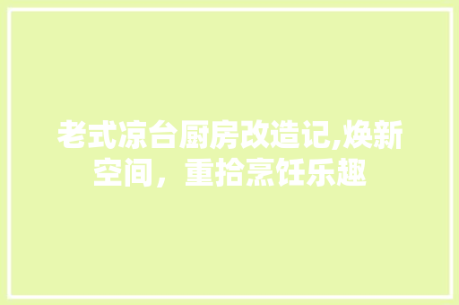 老式凉台厨房改造记,焕新空间，重拾烹饪乐趣