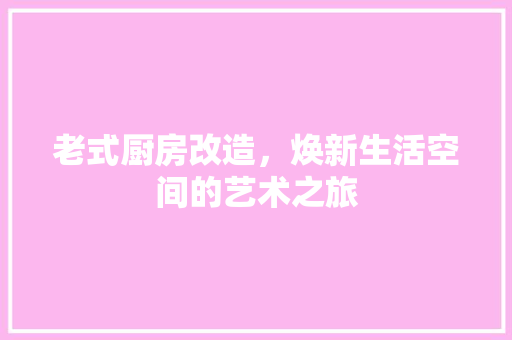 老式厨房改造，焕新生活空间的艺术之旅