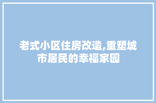 老式小区住房改造,重塑城市居民的幸福家园 厨房维修