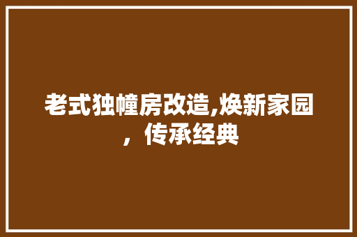 老式独幢房改造,焕新家园，传承经典