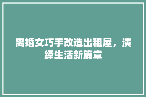 离婚女巧手改造出租屋，演绎生活新篇章