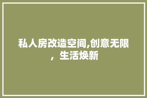 私人房改造空间,创意无限，生活焕新