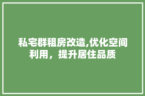 私宅群租房改造,优化空间利用，提升居住品质