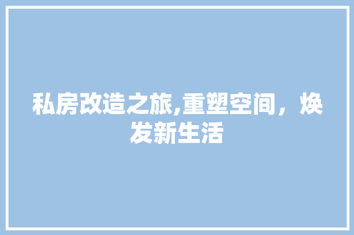 私房改造之旅,重塑空间，焕发新生活