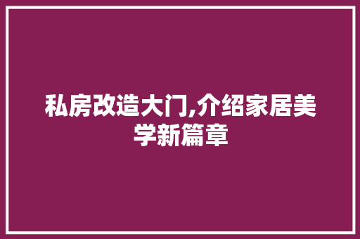 私房改造大门,介绍家居美学新篇章 家电维修