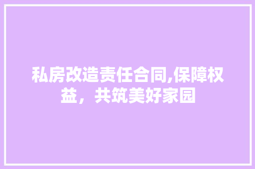 私房改造责任合同,保障权益，共筑美好家园