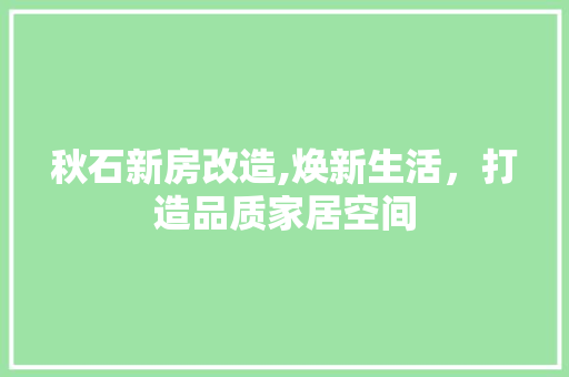 秋石新房改造,焕新生活，打造品质家居空间 墙体维修