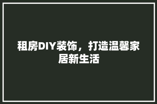 租房DIY装饰，打造温馨家居新生活