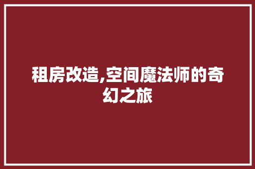 租房改造,空间魔法师的奇幻之旅 综合便民