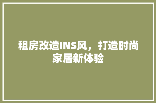 租房改造INS风，打造时尚家居新体验 汽车维修
