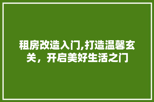 租房改造入门,打造温馨玄关，开启美好生活之门 家电维修