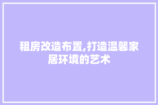租房改造布置,打造温馨家居环境的艺术